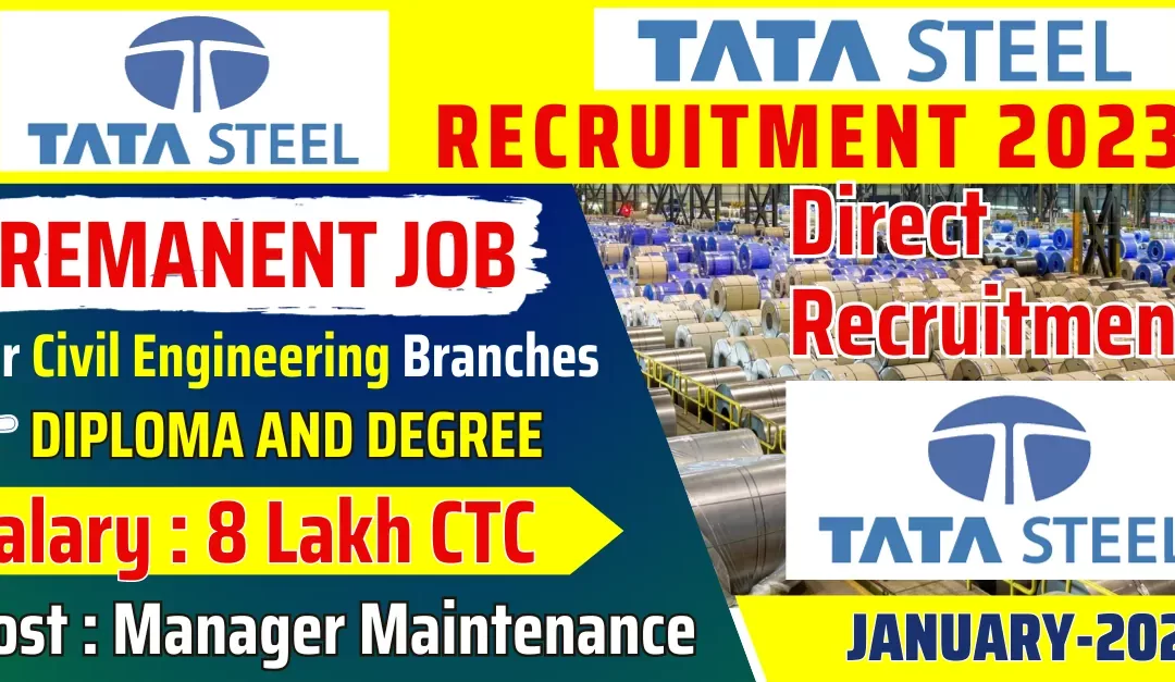 Tata Steel Recruitment 2024: Apply For PDCA Expert & Earn 9 Lakh CTC as Maintenance Manager (Civil) at Khopoli !